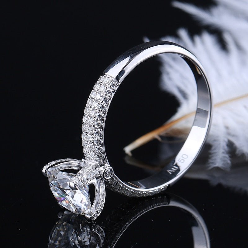 18K White Gold 1ct Round Diamond Engagement Ring-Black Diamonds New York