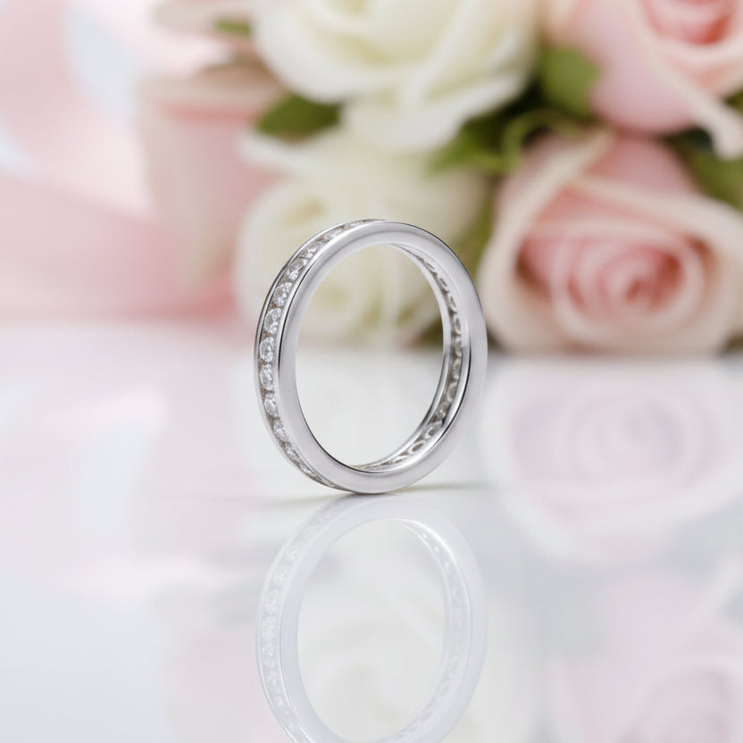 18k White Gold 2.0mm Diamond Option Channel Setting Eternity Ring-Black Diamonds New York