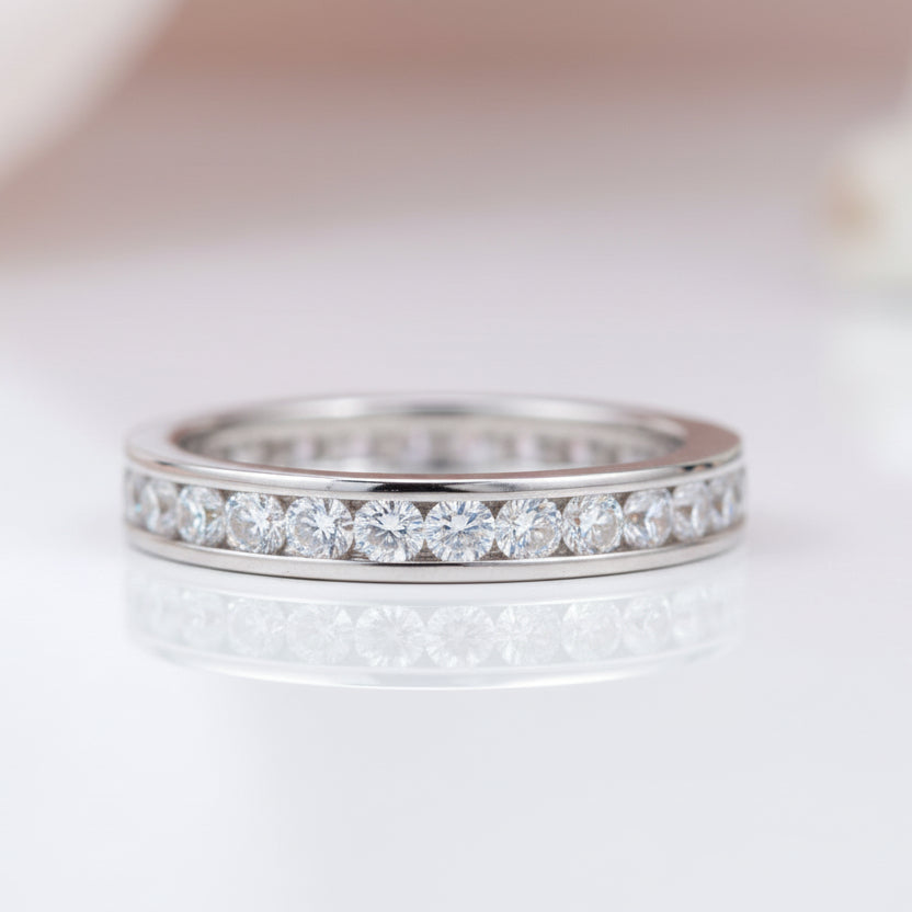 18k White Gold 2.0mm Diamond Option Channel Setting Eternity Ring-Black Diamonds New York