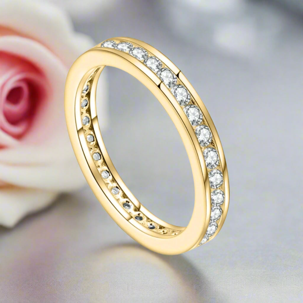 18k White Gold 2.0mm Diamond Channel Setting Eternity Ring-Black Diamonds New York