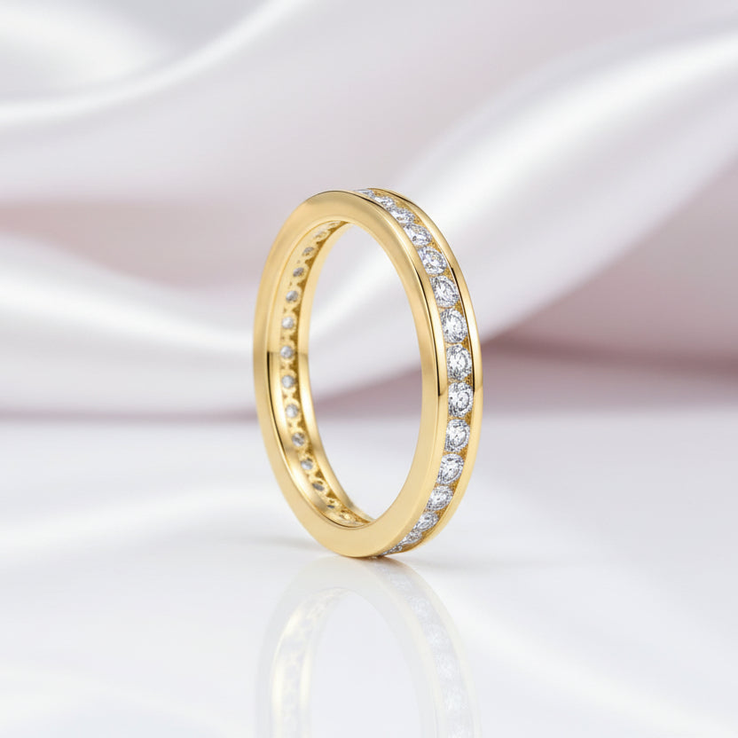 18k White Gold 2.0mm Diamond Option Channel Setting Eternity Ring-Black Diamonds New York