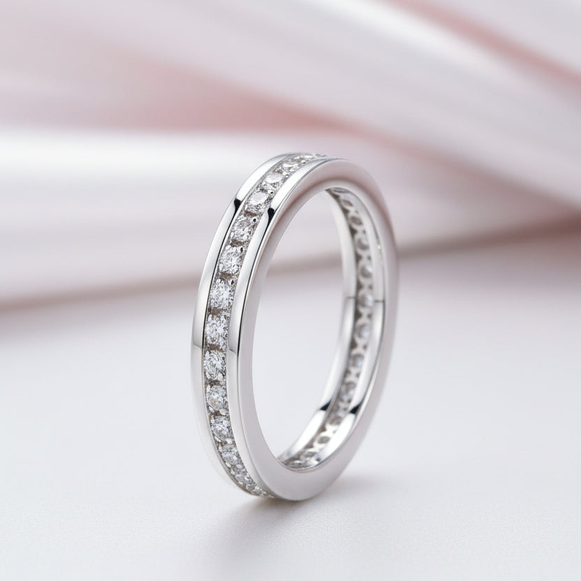 18k White Gold 2.0mm Diamond Option Channel Setting Eternity Ring-Black Diamonds New York