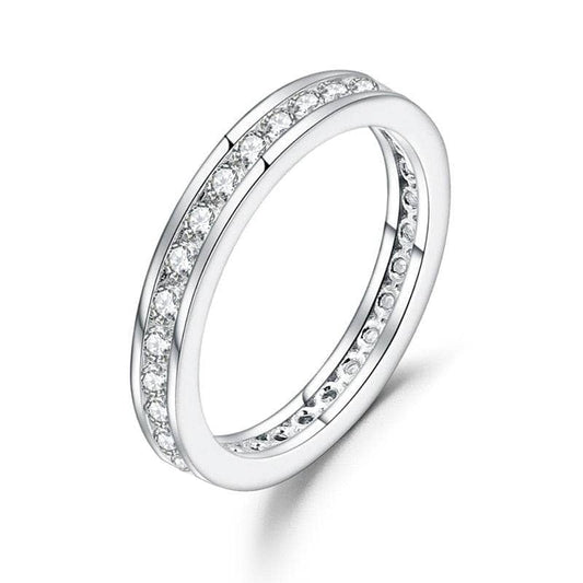 18k White Gold 2.0mm Moissanite Channel Setting Eternity Ring-Black Diamonds New York