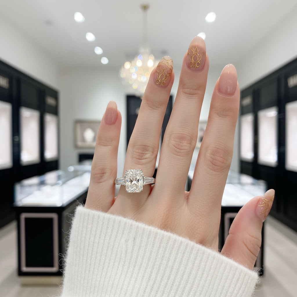 18k White Gold 3.0ct Radiant Cut Diamond Engagement Ring-Black Diamonds New York