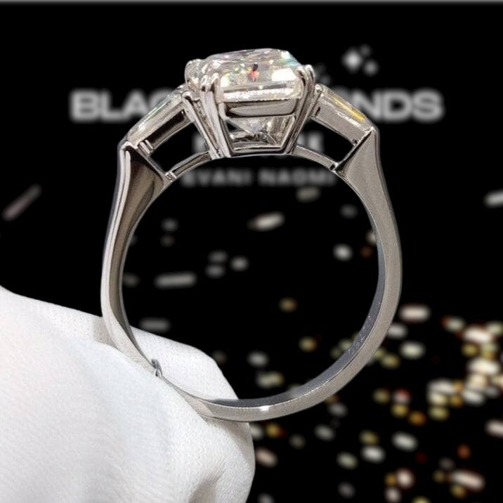 18k White Gold 3.0ct Radiant Cut Moissanite Engagement Ring - Black Diamonds New York