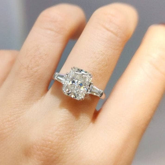 18k White Gold 3.0ct Radiant Cut Moissanite Engagement Ring-Black Diamonds New York