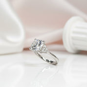 18K White Gold 3ct Cushion Cut Diamond Option Arrow Engagement-Black Diamonds New York