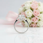 18K White Gold 3ct Cushion Cut Diamond Option Arrow Engagement-Black Diamonds New York