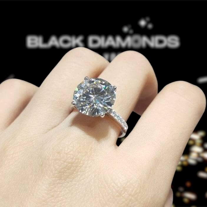 18k White Gold 4ct Moissanite Engagement Ring - Black Diamonds New York