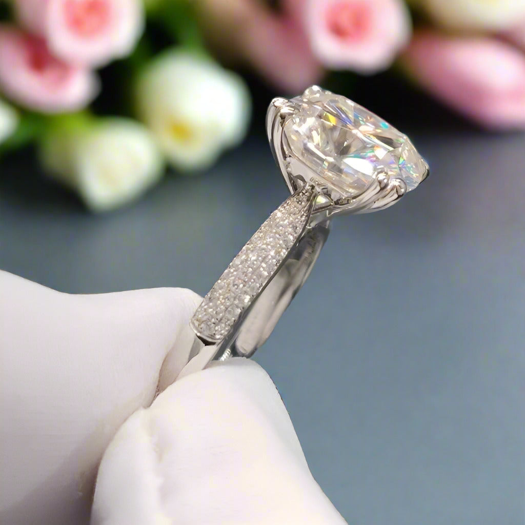 18K White Gold 5 Carat Cushion Cut Diamond Engagement Ring-Black Diamonds New York