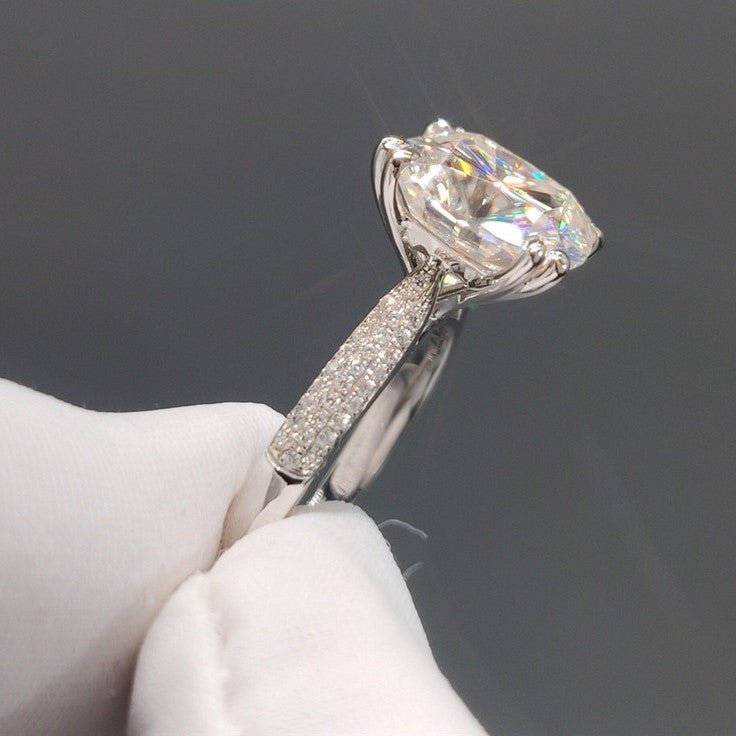 18K White Gold 5 Carat Cushion Cut Diamond Engagement Ring-Black Diamonds New York