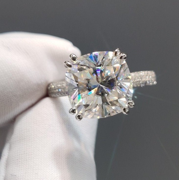 18K White Gold 5 Carat Cushion Cut Diamond Engagement Ring-Black Diamonds New York