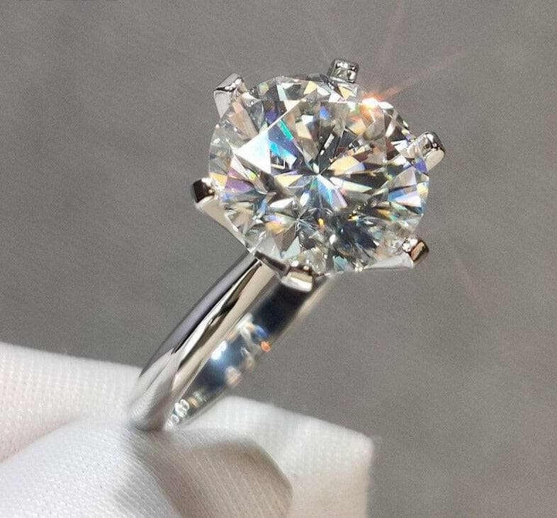18K White Gold 5.0ct Round-Cut Sparkling Diamond Engagement Ring-Black Diamonds New York