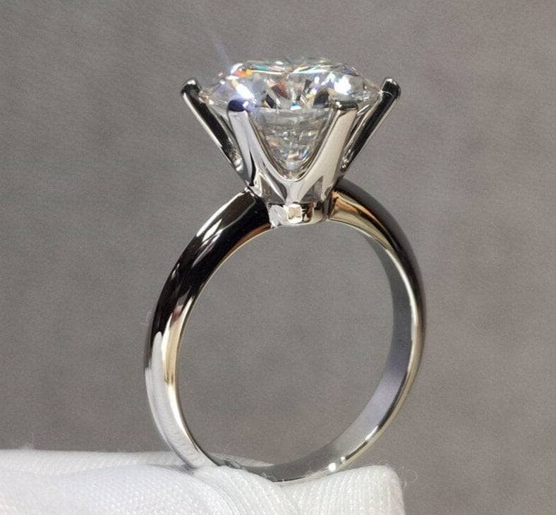 18K White Gold 5 Carat 11mm Round Cut Sparkling Moissanite Engagement Ring - Black Diamonds New York