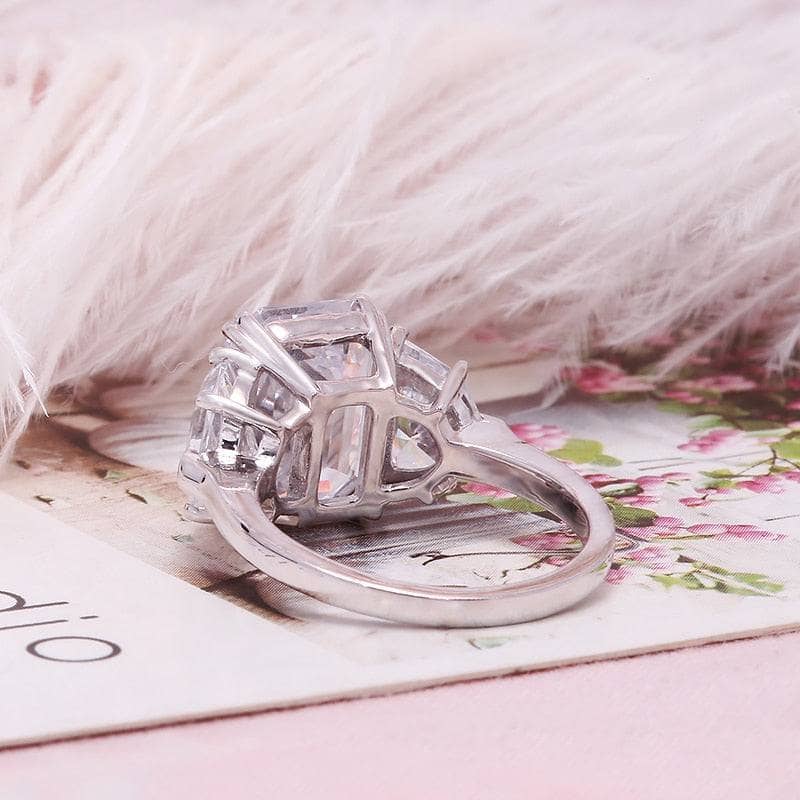 18K White Gold 5ct Emerald Cut Moissanite Engagement Ring - Black Diamonds New York
