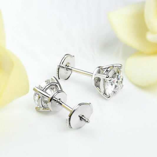 18K White Gold 6.5mm Diamond Earrings-Black Diamonds New York