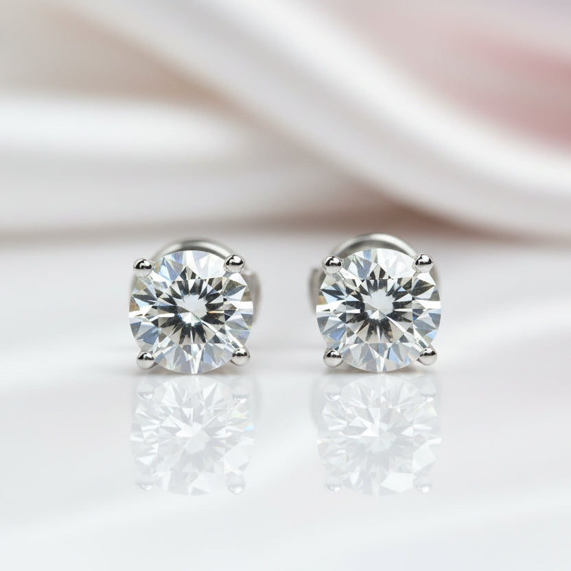 18k White Gold 6.5mm Diamond Option Earrings-Black Diamonds New York