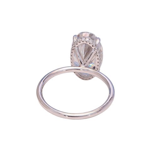 18k White Gold Oval Cut 7.0ct Moissanite Halo Engagement Ring - Black Diamonds New York