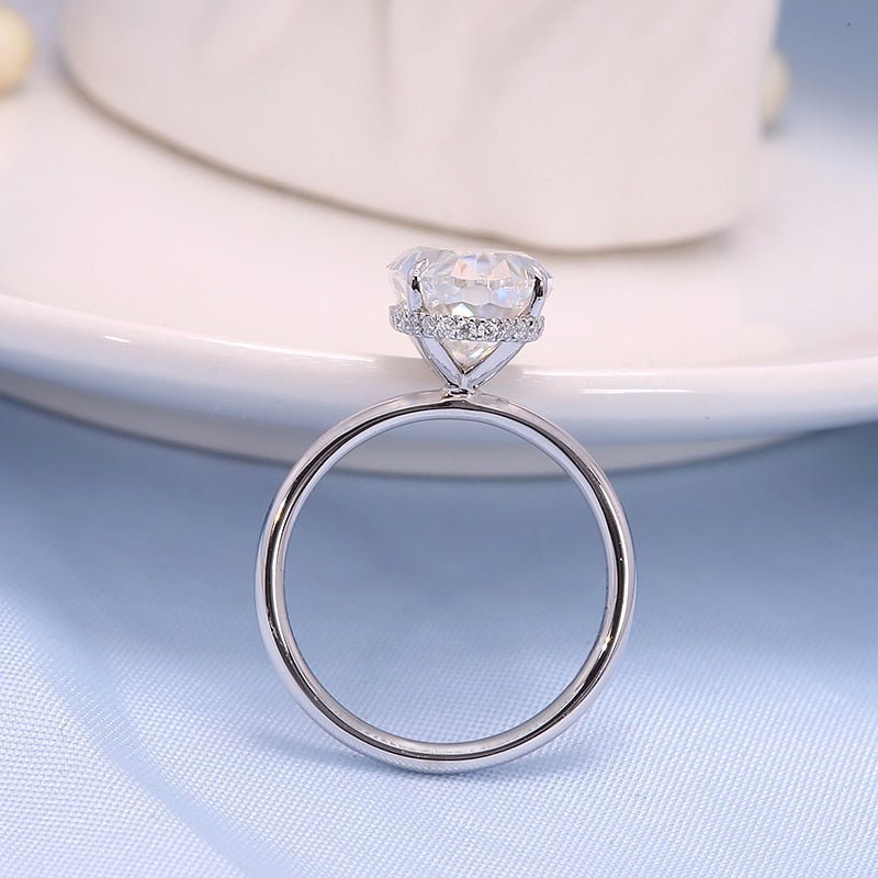 18k White Gold Oval Cut 7.0ct Diamond Halo Engagement Ring-Black Diamonds New York