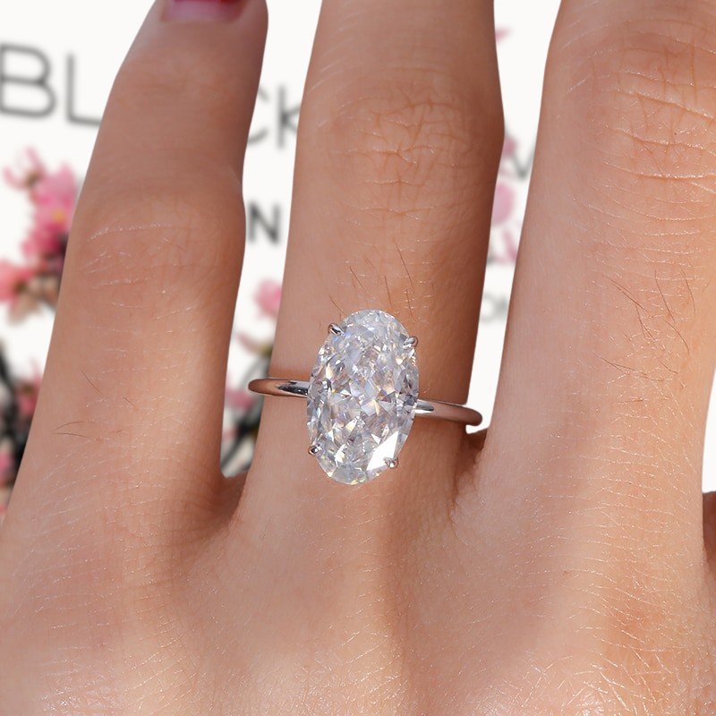 18k White Gold Oval Cut 7.0ct Diamond Halo Engagement Ring-Black Diamonds New York