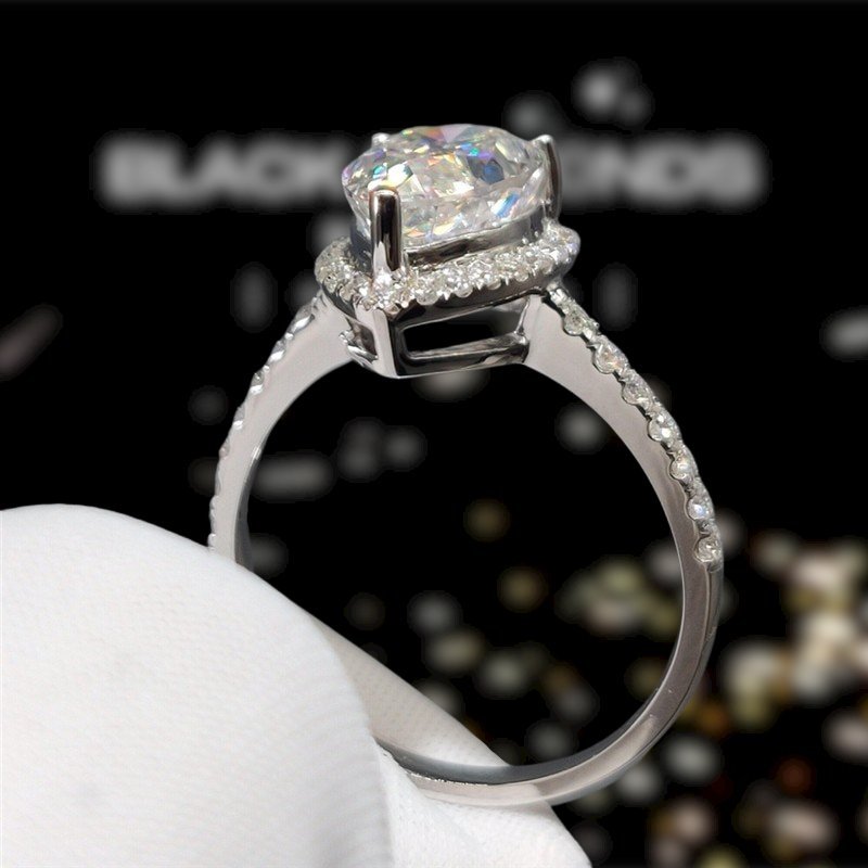 18K White Gold Pear Cut 1ct Moissanite Water Drop Engagement Ring-Black Diamonds New York
