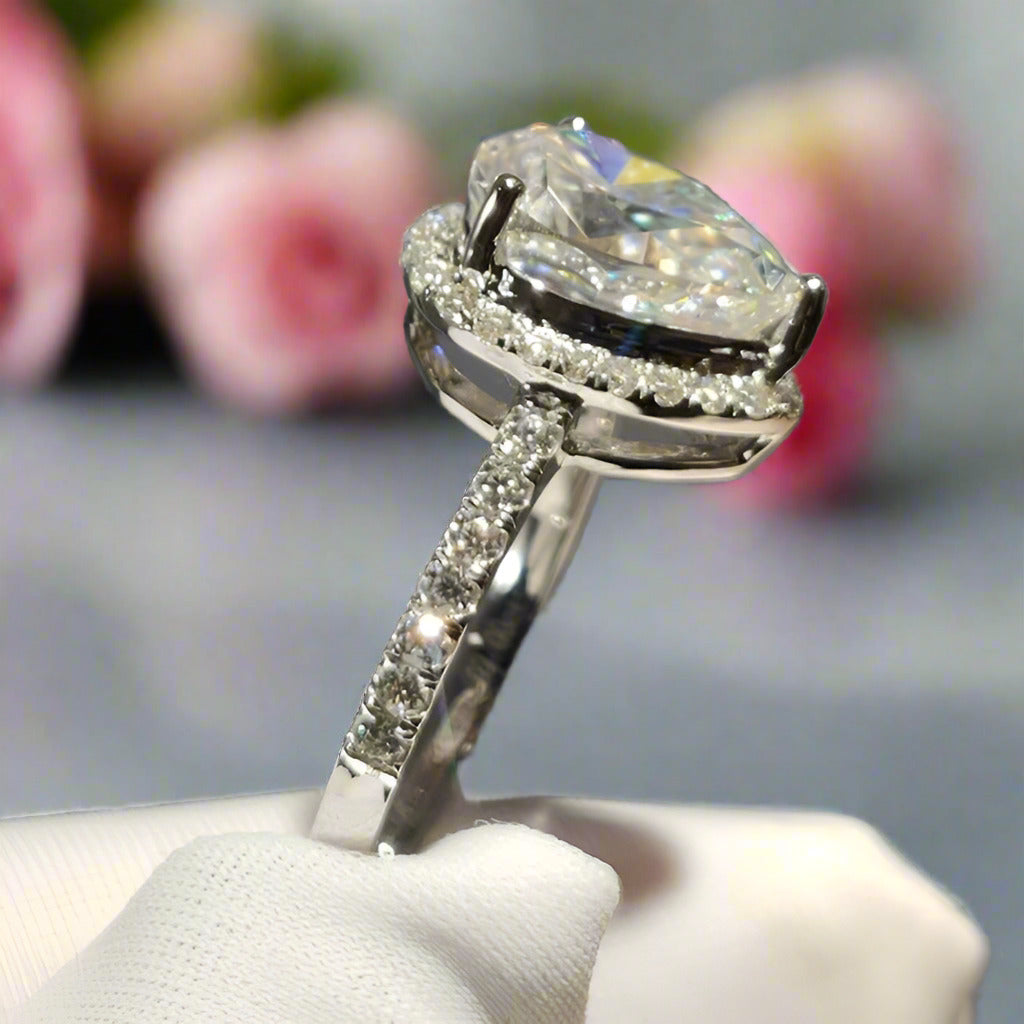 18K White Gold Pear Cut 1ct Diamond Water Drop Engagement Ring-Black Diamonds New York