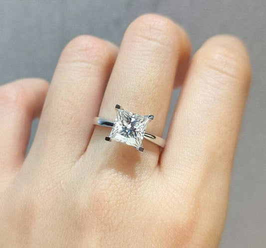 18K White Gold Princess Cut 2 Carat Moissanite Engagement Ring-Black Diamonds New York
