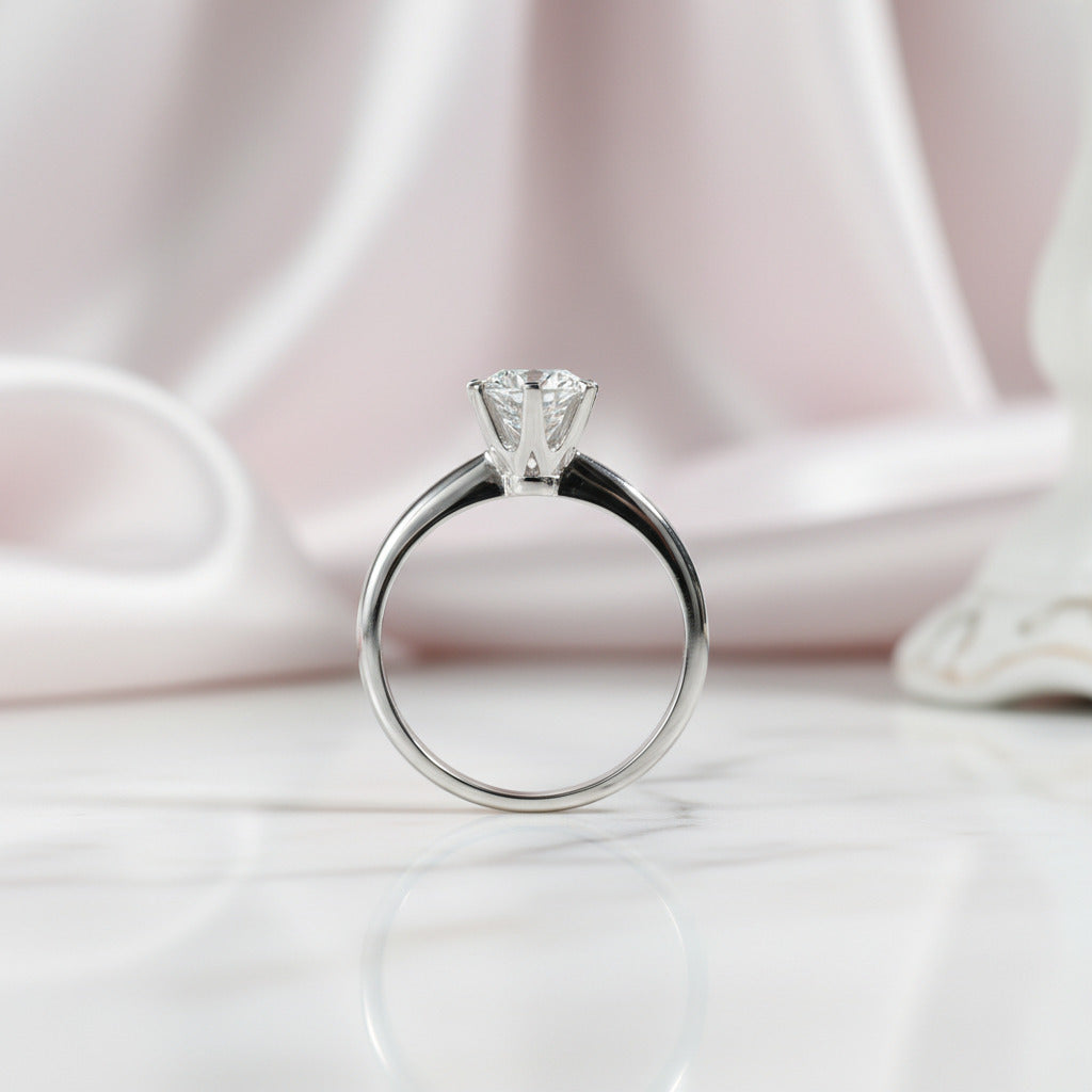 18K White Gold Round Brilliant Cut 1ct Diamond Option Engagement Ring-Black Diamonds New York