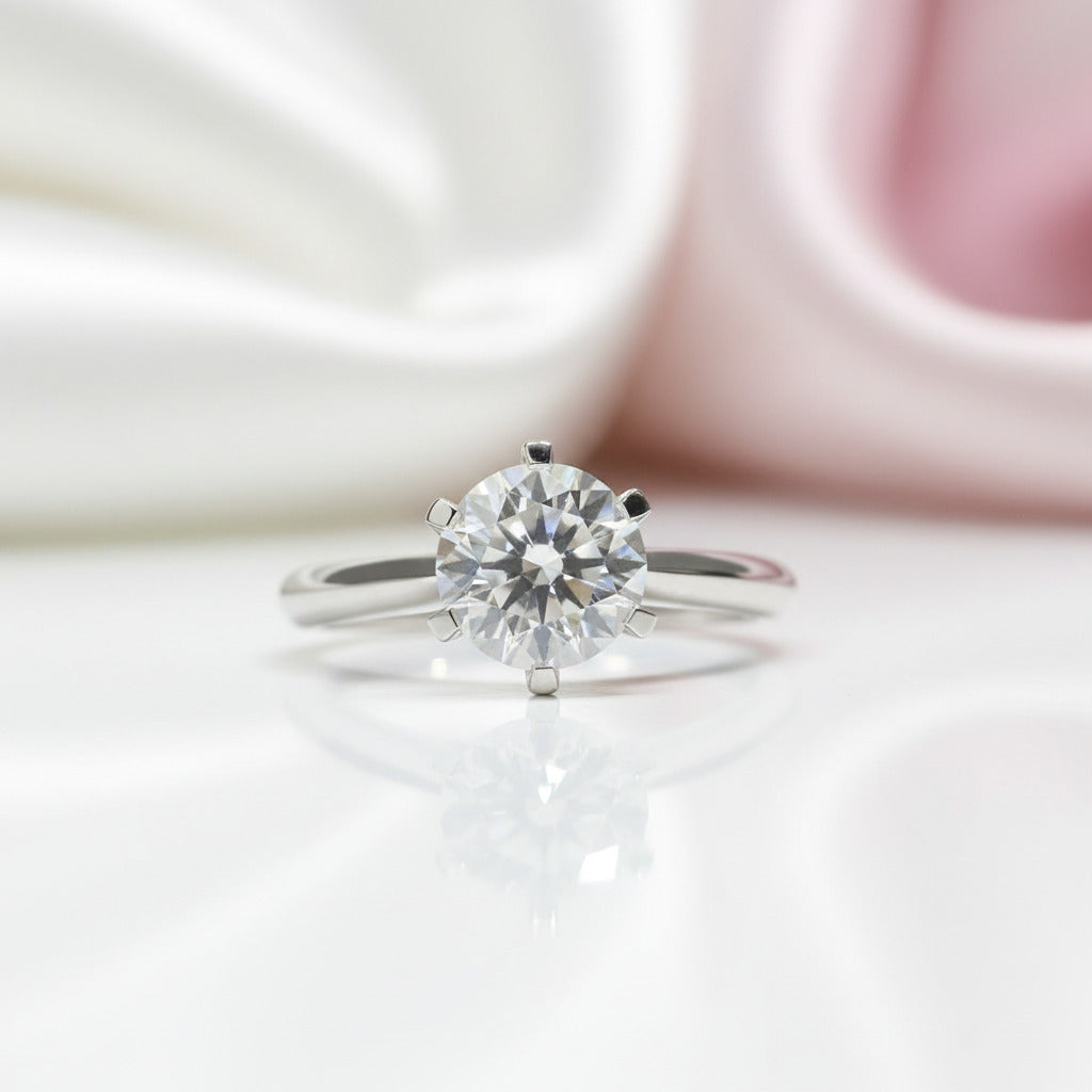 18K White Gold Round Brilliant Cut 1ct Diamond Option Engagement Ring-Black Diamonds New York