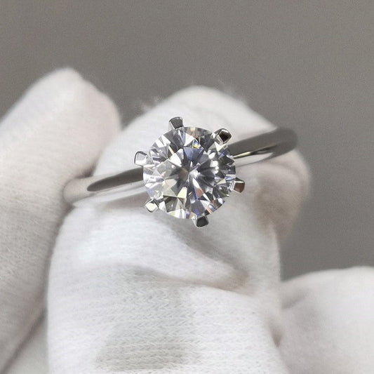 18K White Gold Round Brilliant Cut 1ct Diamond Engagement Ring-Black Diamonds New York