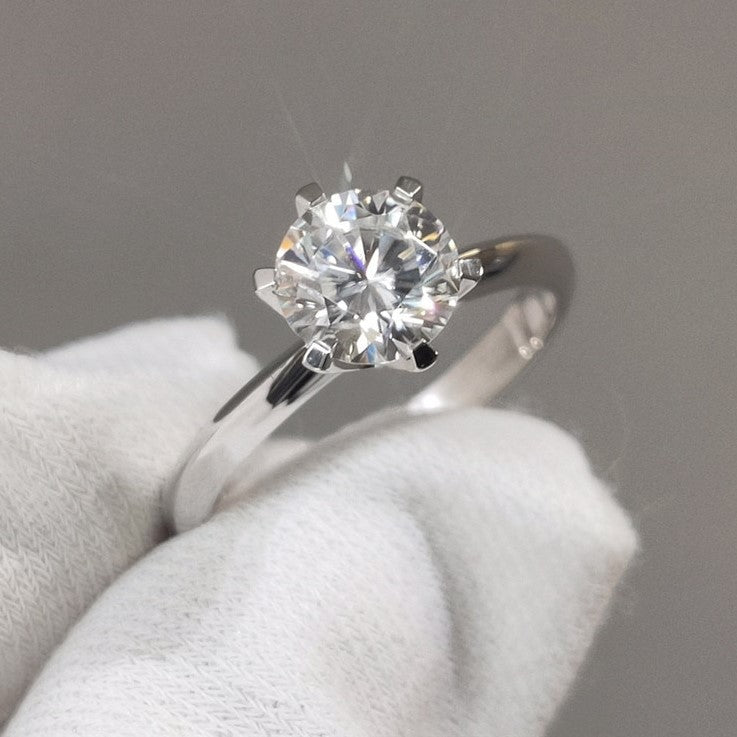 18K White Gold Round Brilliant Cut 1ct Diamond Engagement Ring-Black Diamonds New York
