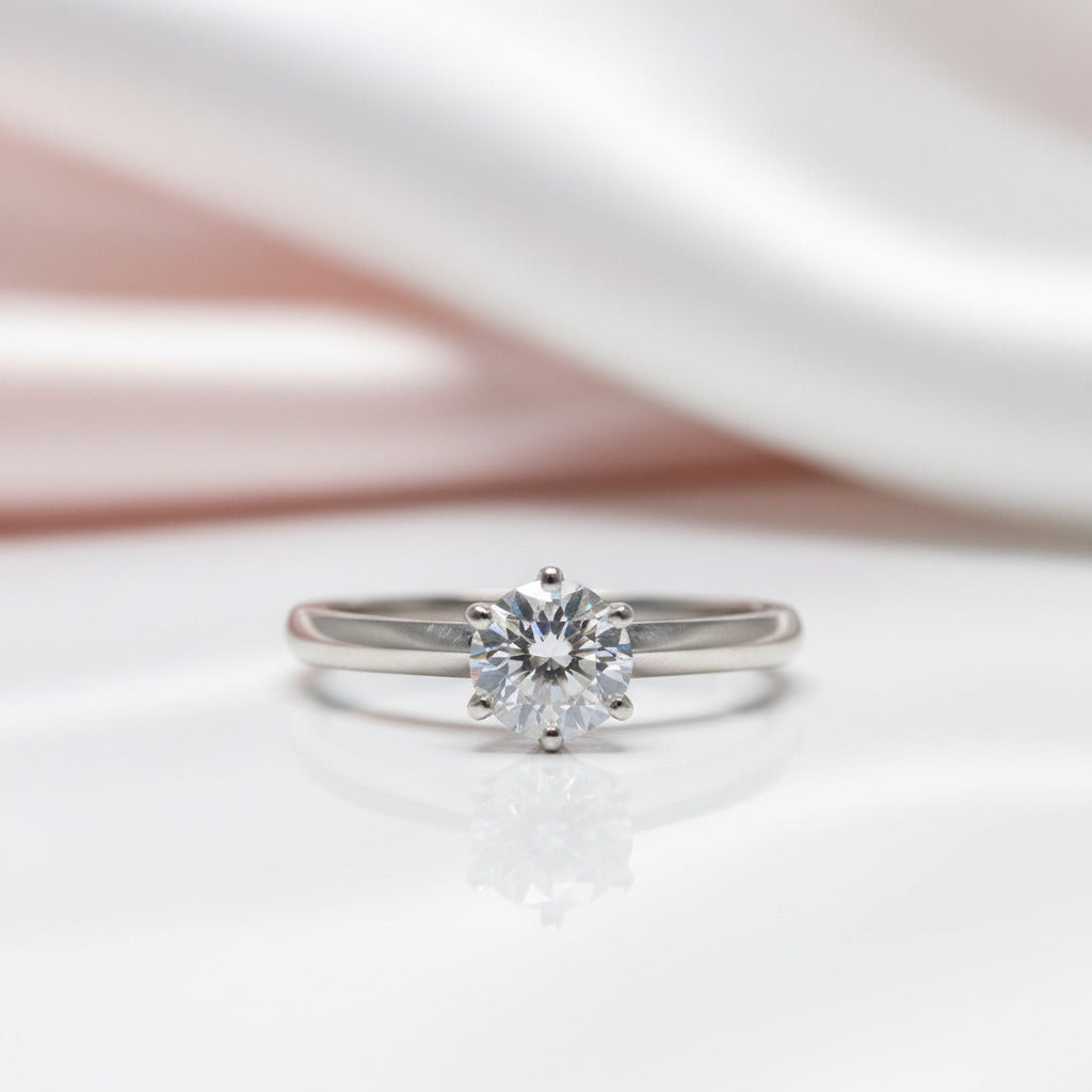 18K White Gold Round Cut 0.5ct 5mm Diamond Option Engagement Ring-Black Diamonds New York