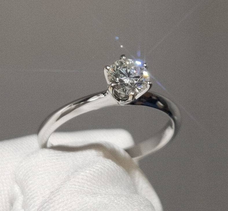 18K White Gold Round Cut 0.5ct 5mm Diamond Engagement Ring-Black Diamonds New York