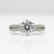 18K White Gold Round Cut 1ct 9mm Diamond Option Star Queen Engagement Ring-Black Diamonds New York