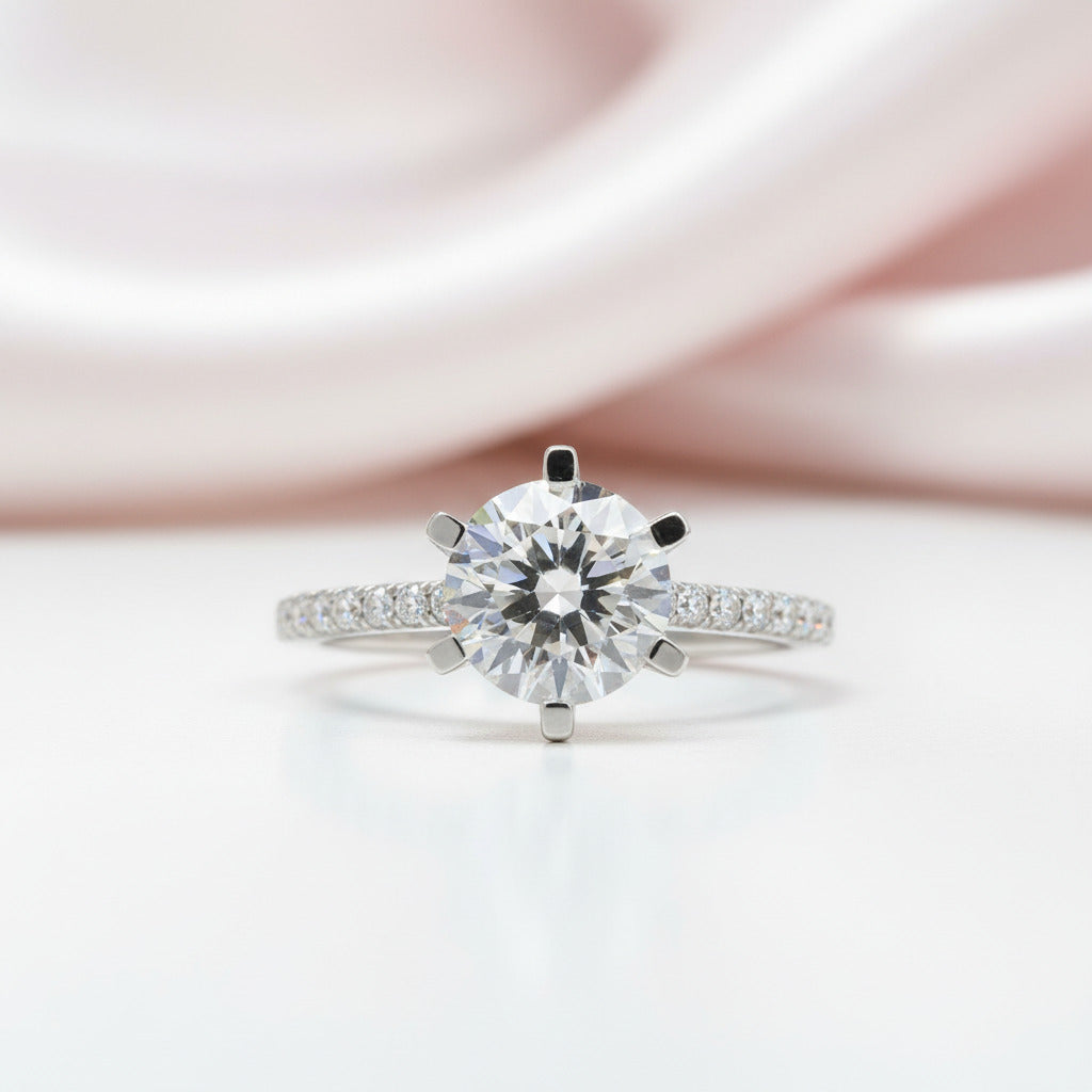18K White Gold Round Cut 1ct Diamond Option Engagement Ring-Black Diamonds New York
