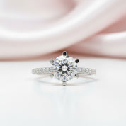 18K White Gold Round Cut 1ct Diamond Option Engagement Ring-Black Diamonds New York