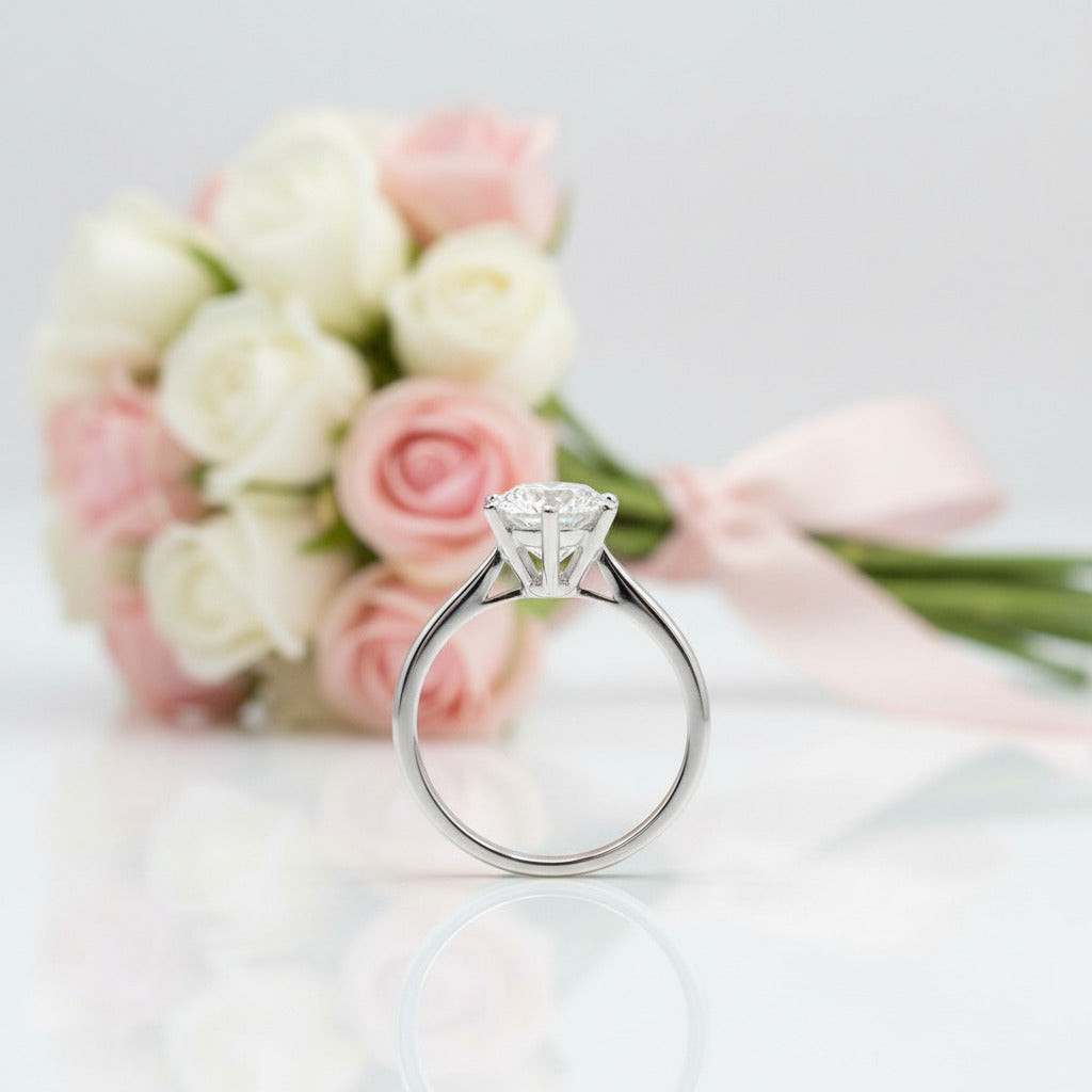 18K White Gold Round Cut 3 Carat Diamond Option Engagement Ring-Black Diamonds New York