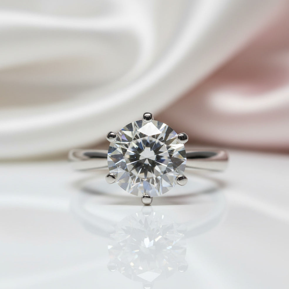 18K White Gold Round Cut Carat Diamond Engagement Ring – Black