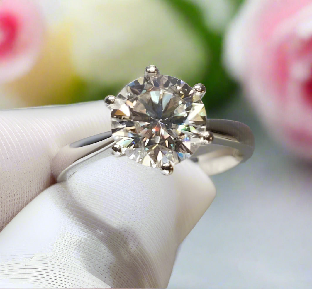 18K White Gold Round Cut 3 Carat Diamond Engagement Ring-Black Diamonds New York