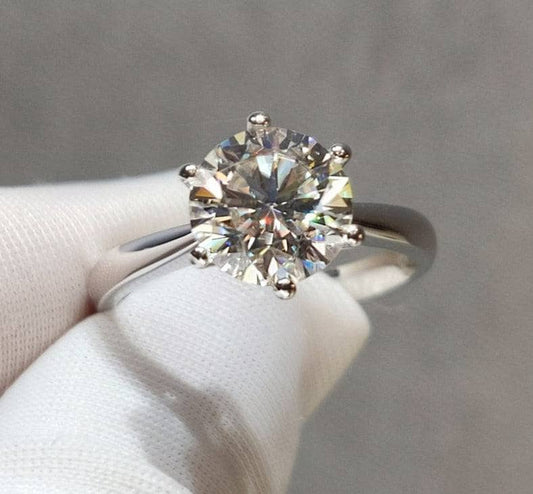 18K White Gold Round Cut 3 Carat Moissanite Engagement Ring-Black Diamonds New York