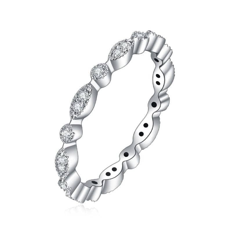 18k White Gold Round Moissanite Antique Milgrain Style Eternity Ring Band - Black Diamonds New York