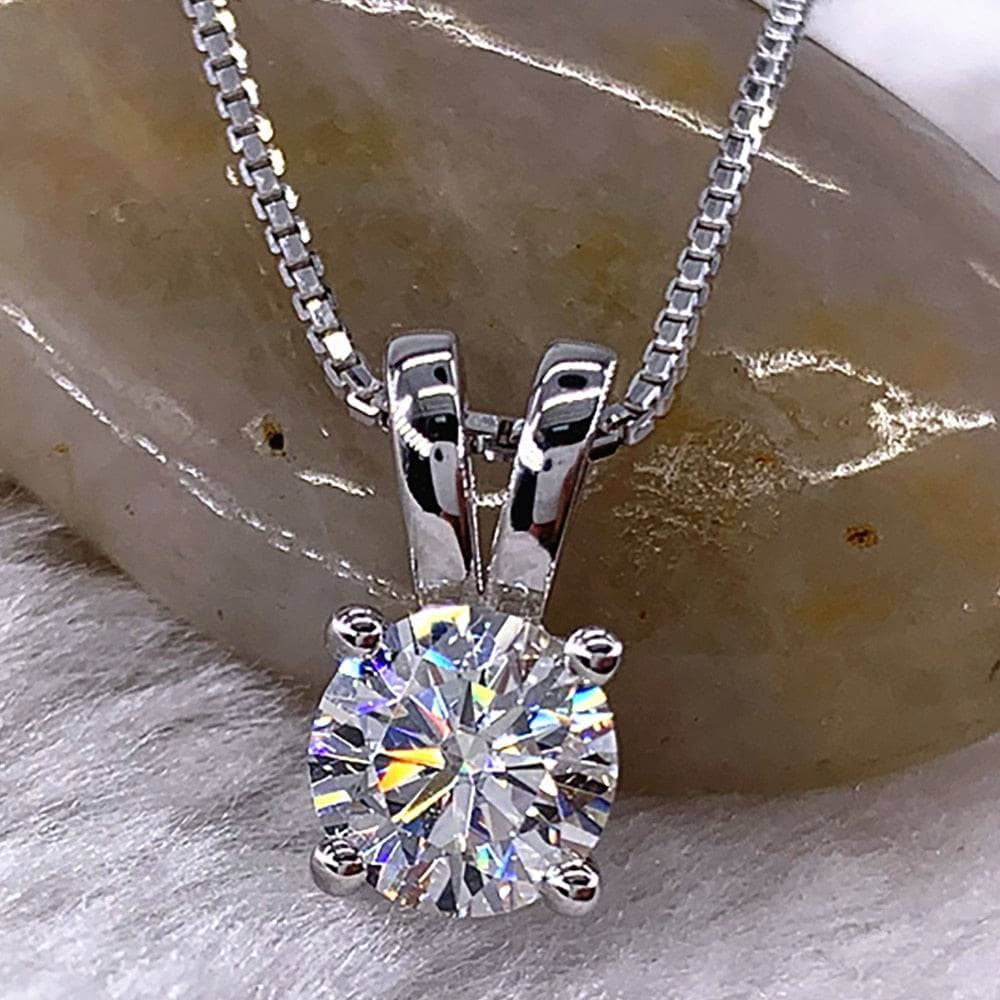 18K White Gold Round Moissanite Diamond Necklace-Black Diamonds New York