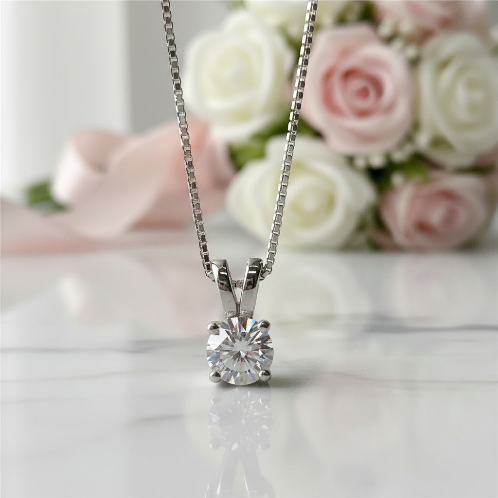 18k White Gold Round Diamond Necklace-Black Diamonds New York