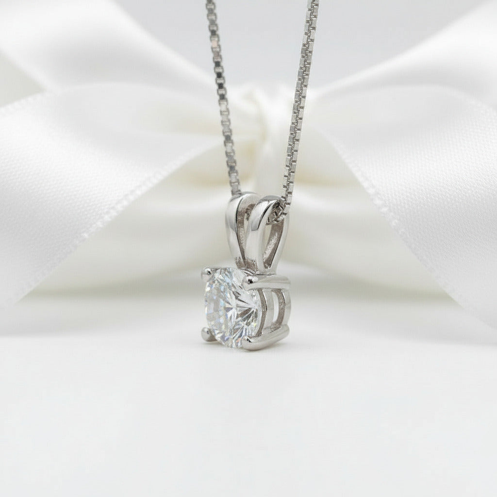 18k White Gold Round Diamond Necklace-Black Diamonds New York