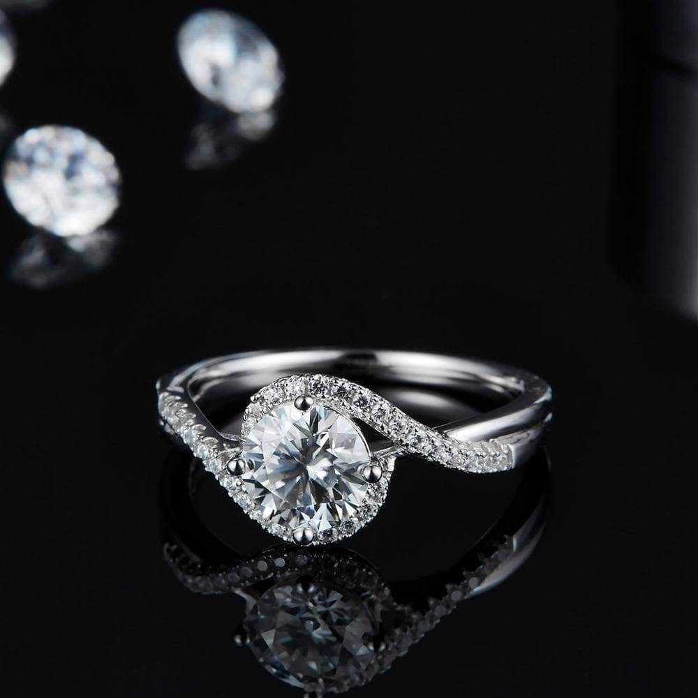 18k White Gold Twist 1.0ct VVS1 Diamond Ring-Black Diamonds New York