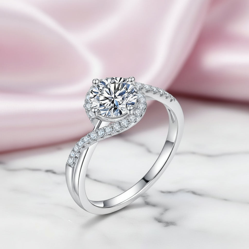 18k White Gold Twist 1.0ct VVS1 Diamond Option Ring-Black Diamonds New York