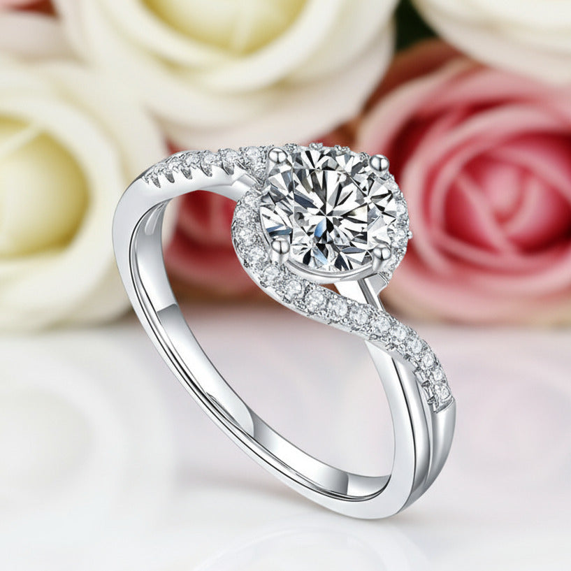 18k White Gold Twist 1.0ct VVS1 Diamond Ring-Black Diamonds New York