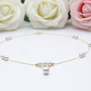 18k Yellow Gold Freshwater Pearl Necklace-Black Diamonds New York