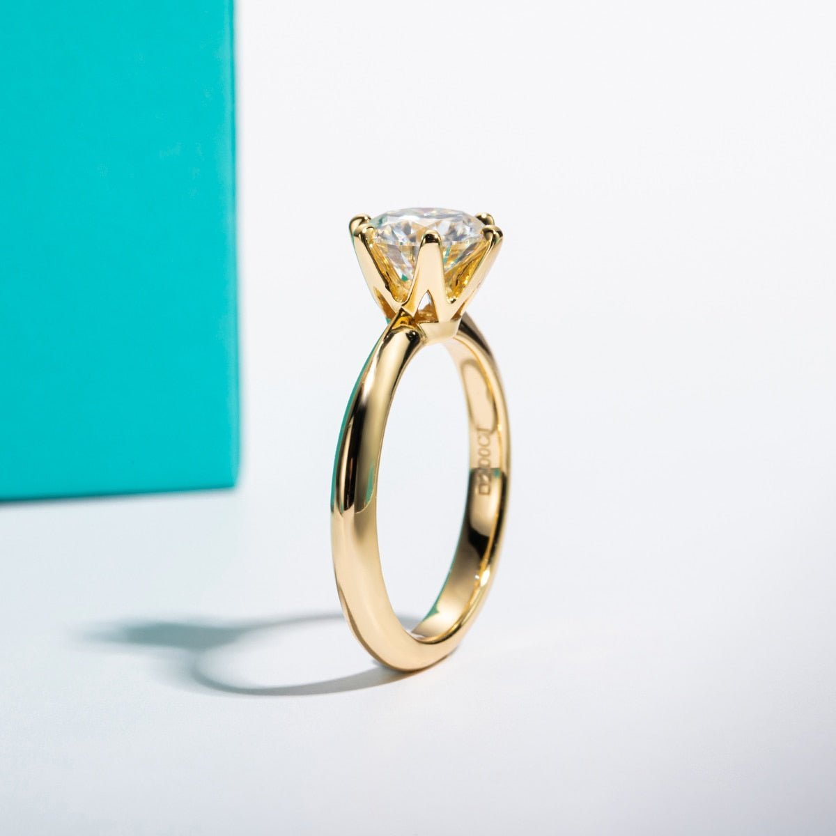 18k Yellow Gold Overlay Moissanite Solitaire Engagement Ring-Black Diamonds New York