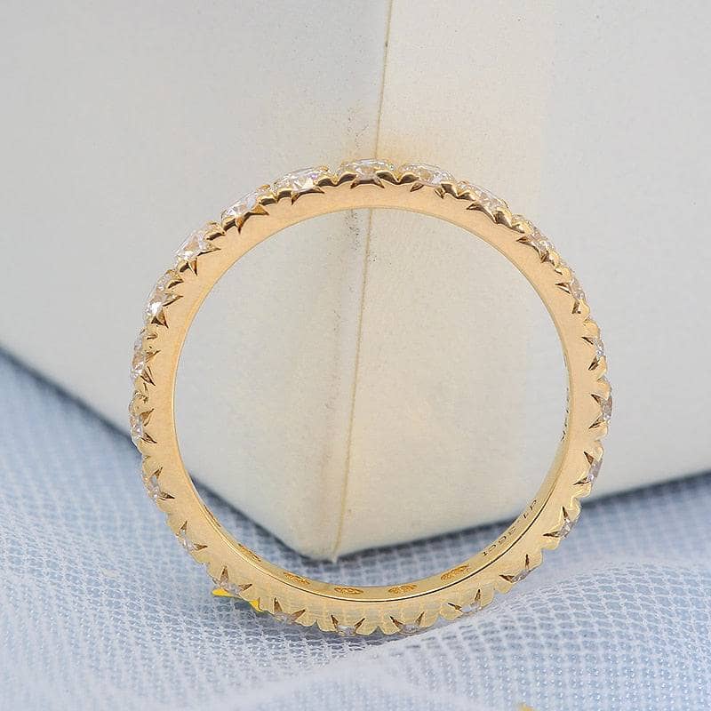 18k Yellow Gold Round Cut Moissanite Wedding Ring Band - Black Diamonds New York